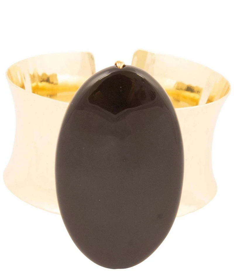 Barse Dark Dalmation Onyx Cuff Bracelet