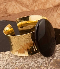 Barse Dark Dalmation Onyx Cuff Bracelet