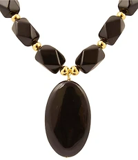 Barse Dark Dalmation Onyx Short Statement Pendant Necklace