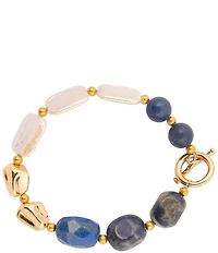 Barse Denim Friendly Lapis and Pearl Line Bracelet