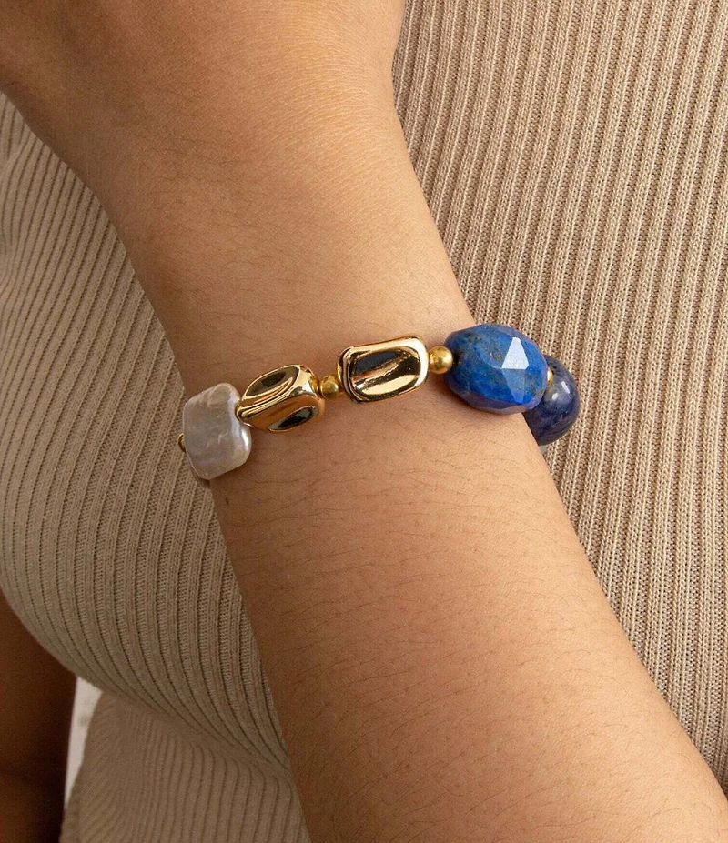 Barse Denim Friendly Lapis and Pearl Line Bracelet