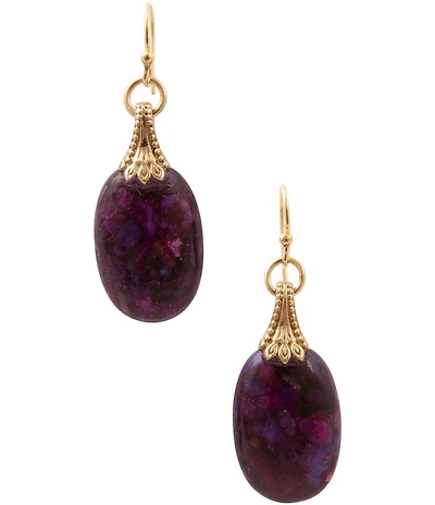 Barse Desert Bloom Golden And Purple Turquoise Drop Earrings