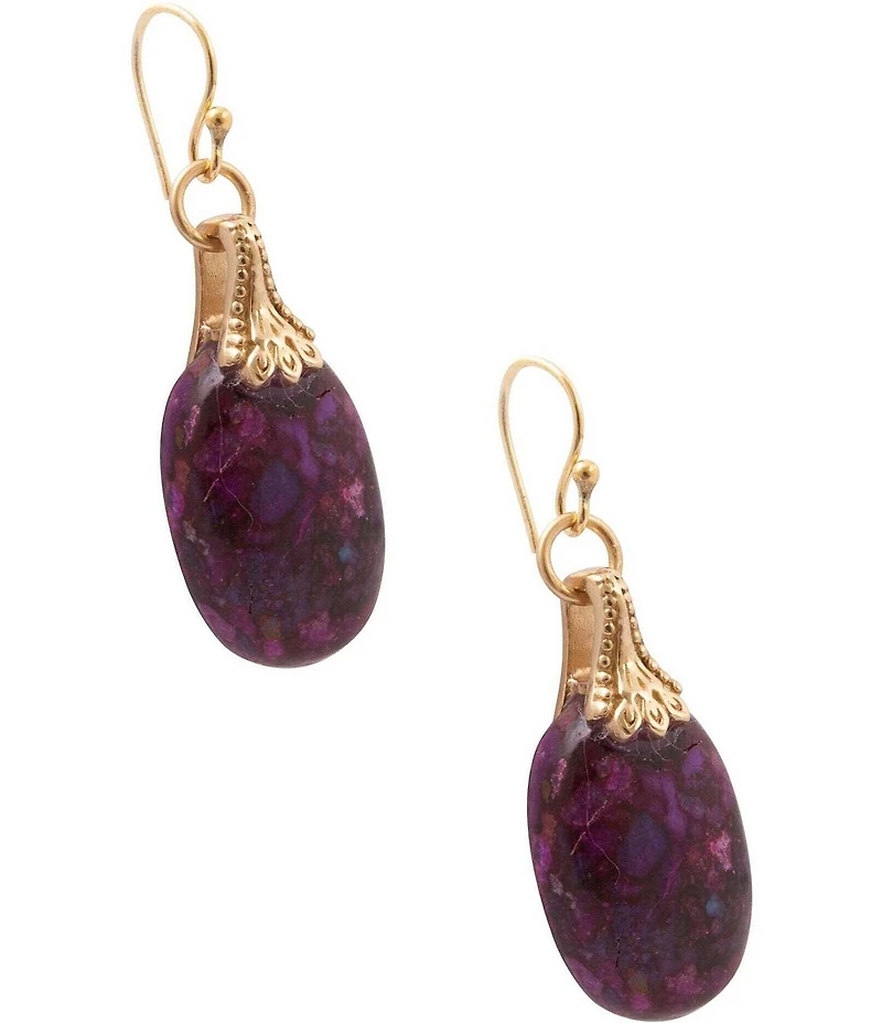 Barse Desert Bloom Golden And Purple Turquoise Drop Earrings
