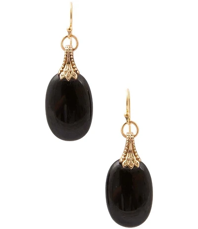 Barse Desert Bloom Golden Onyx Drop Earrings