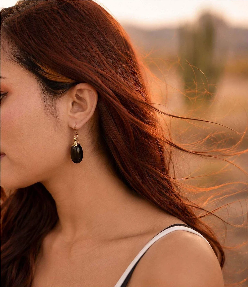 Barse Desert Bloom Golden Onyx Drop Earrings