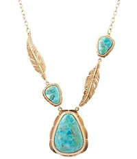 Barse Desert Plume Genuine Turquoise Feather Short Pendant Necklace