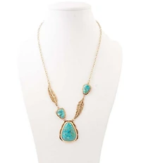Barse Desert Plume Genuine Turquoise Feather Short Pendant Necklace