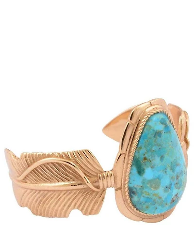 Barse Desert Plume Genuine Turquoise Statement Cuff Bracelet