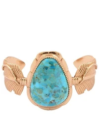 Barse Desert Plume Genuine Turquoise Statement Cuff Bracelet