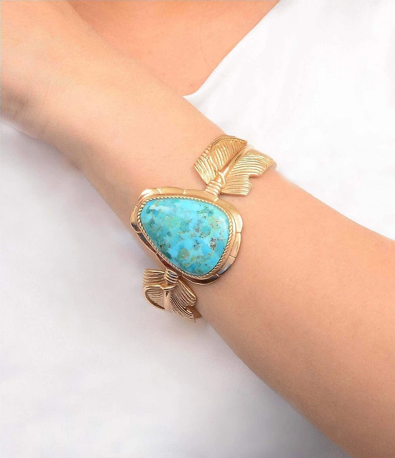 Barse Desert Plume Genuine Turquoise Statement Cuff Bracelet
