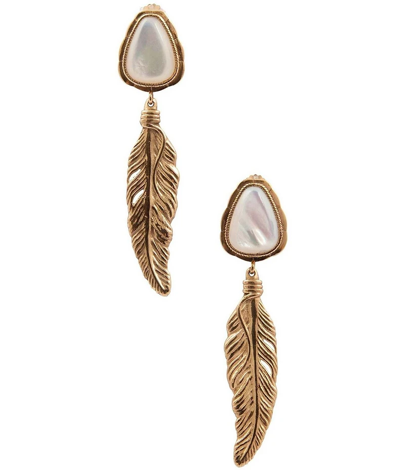 Barse Desert Plume Genuine Stone Statement Drop Earrings