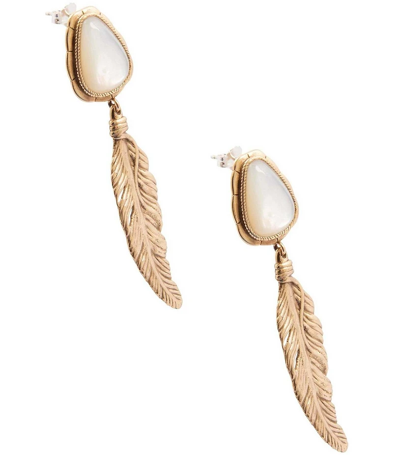 Barse Desert Plume Genuine Stone Statement Drop Earrings