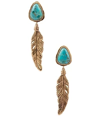 Barse Desert Plume Genuine Stone Statement Drop Earrings