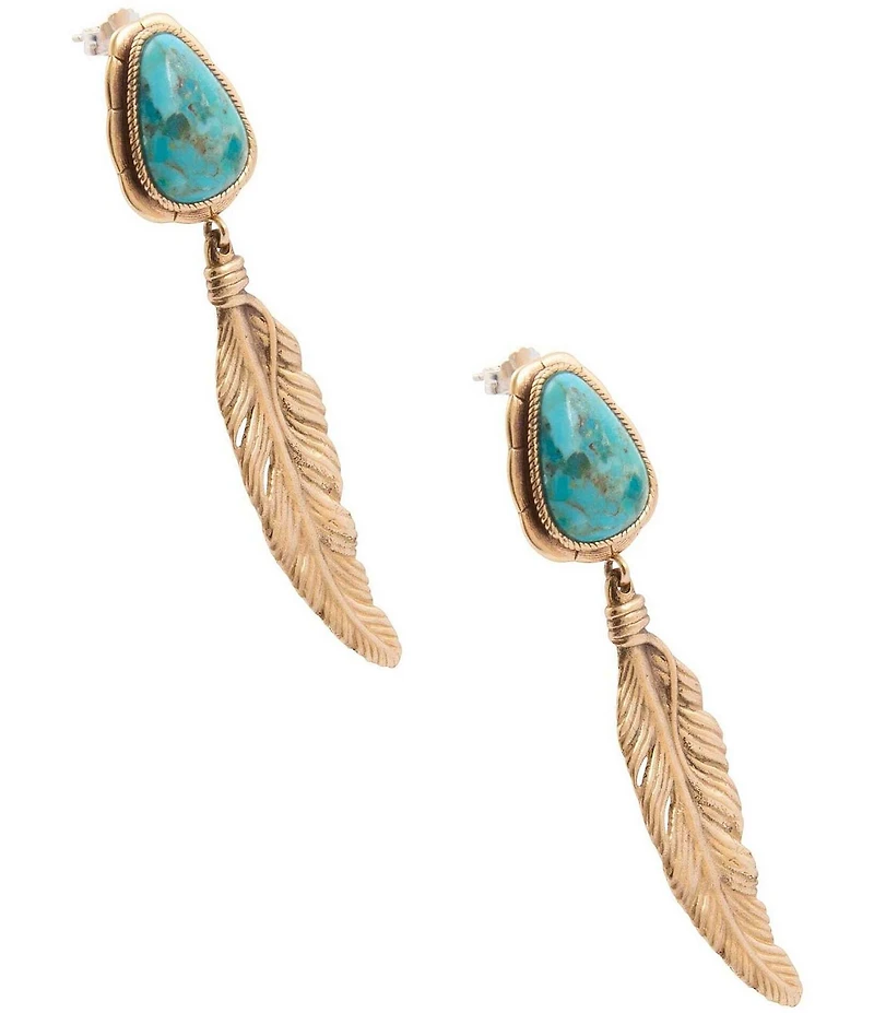 Barse Desert Plume Genuine Stone Statement Drop Earrings
