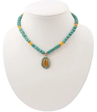Barse Desert Radiance Turquoise Agate Beaded Short Pendant Necklace