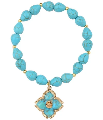 Barse Desert Sky Genuine Stone Beaded Stretch Bracelet