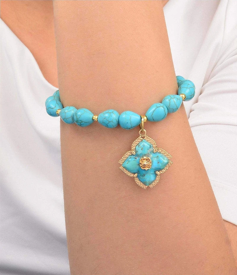 Barse Desert Sky Genuine Stone Beaded Stretch Bracelet