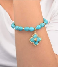 Barse Desert Sky Genuine Stone Beaded Stretch Bracelet