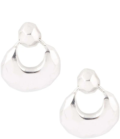 Barse Faceted Sterling Silver Doorknocker Chunky Post Earrings