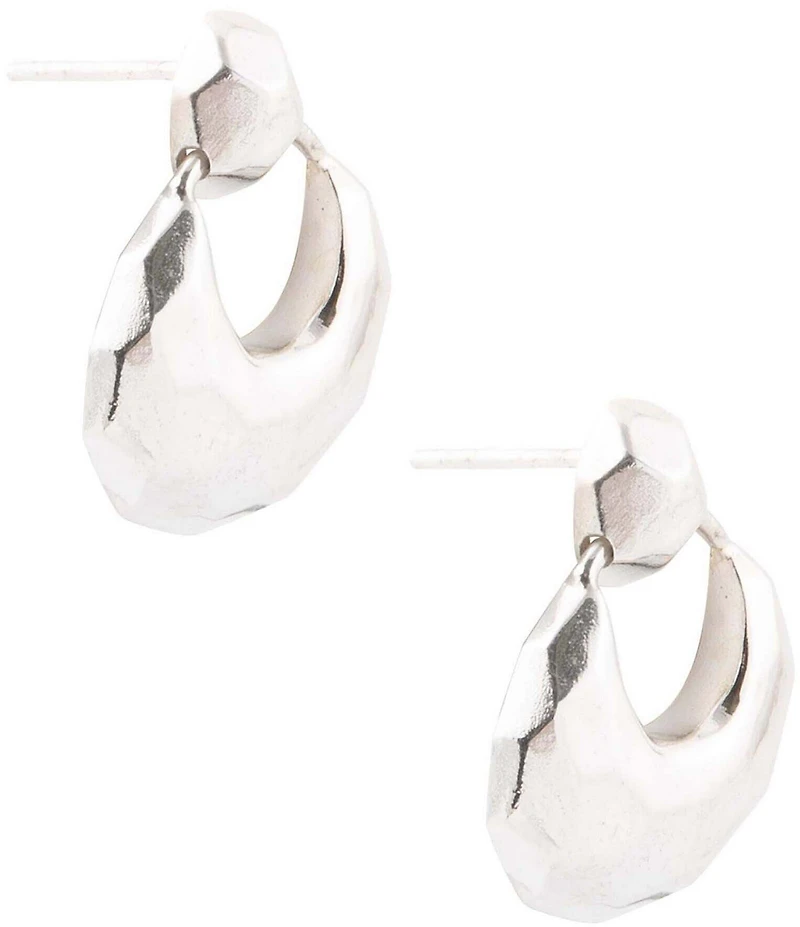 Barse Faceted Sterling Silver Doorknocker Chunky Post Earrings
