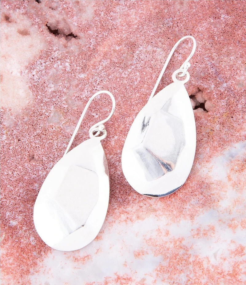 Barse Faceted Sterling Silver Teardrop Drop Earrings