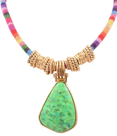 Barse Festival Turquoise Beaded Short Pendant Statement Necklace