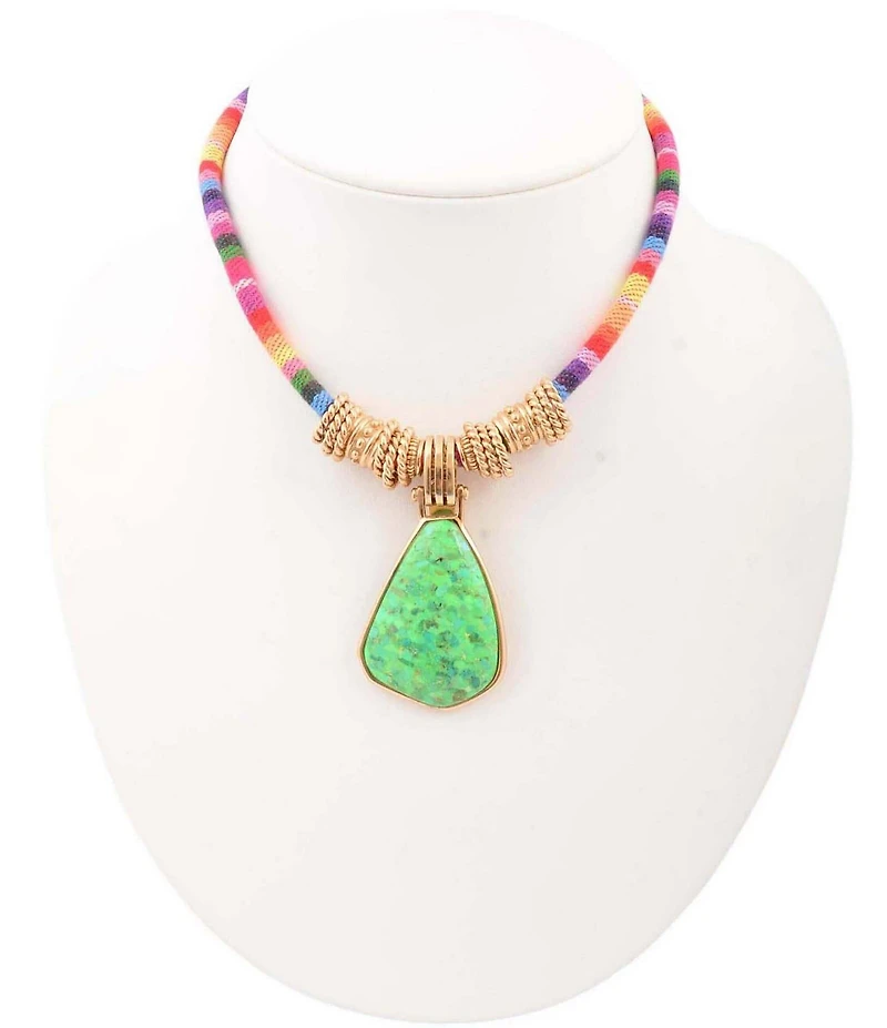 Barse Festival Turquoise Beaded Short Pendant Statement Necklace