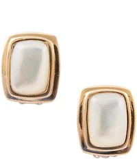 Barse Fiji Isles Golden And Mother-Of-Pearl Clip Stud Earrings