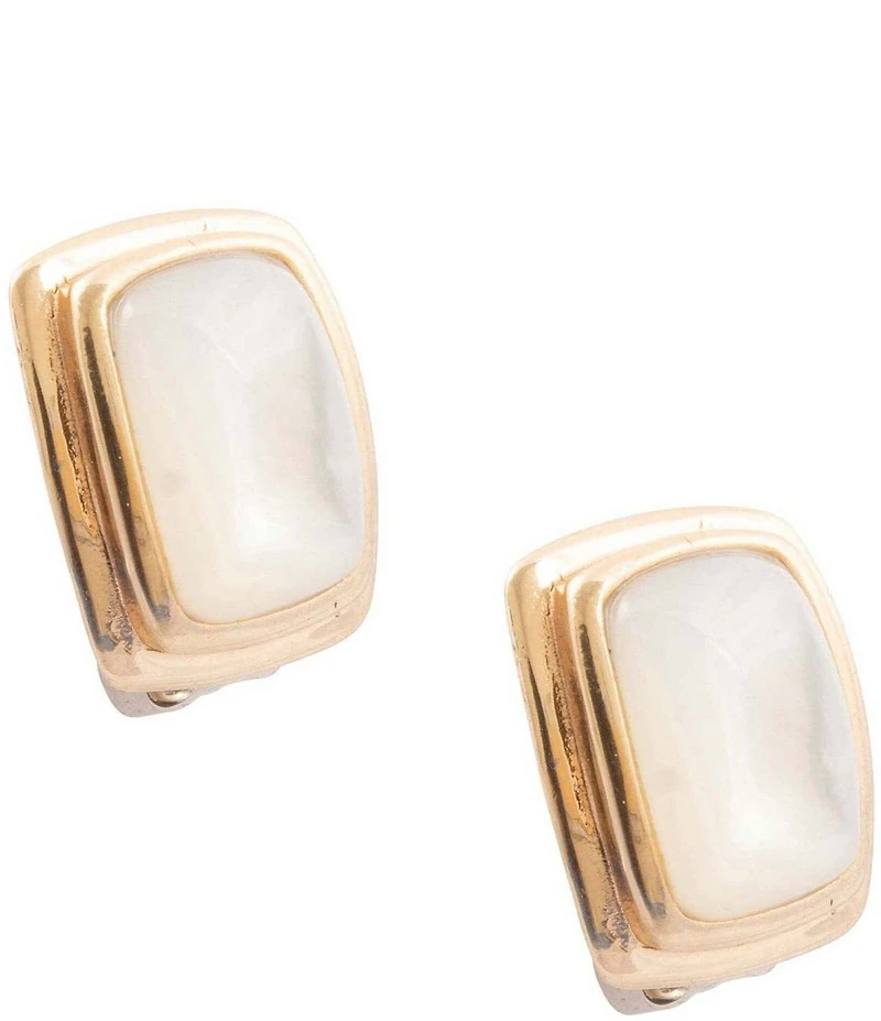 Barse Fiji Isles Golden And Mother-Of-Pearl Clip Stud Earrings