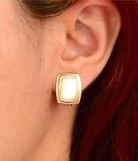 Barse Fiji Isles Golden And Mother-Of-Pearl Clip Stud Earrings