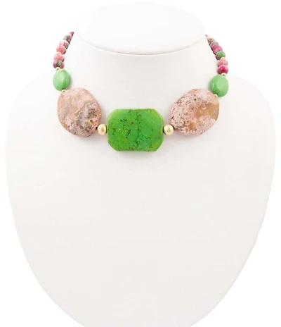 Barse Fresh Cut Jade Statement Collar Necklace