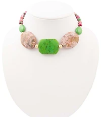 Barse Fresh Cut Jade Statement Collar Necklace