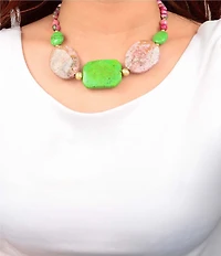 Barse Fresh Cut Jade Statement Collar Necklace