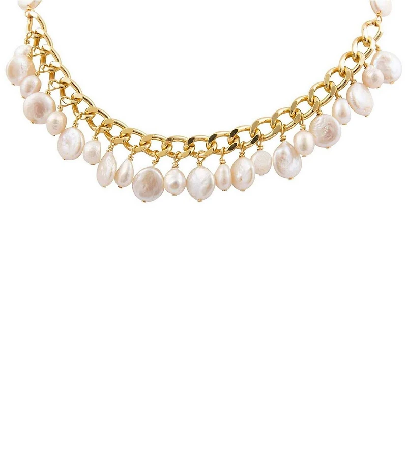 Barse Freshwater Pearl Aurelia Charm Collar Necklace