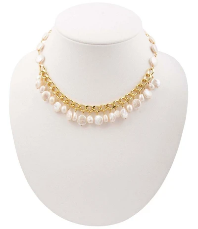 Barse Freshwater Pearl Aurelia Charm Collar Necklace