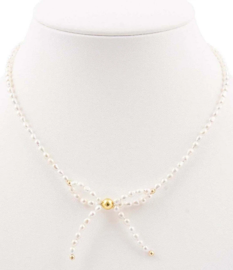 Barse Freshwater Pearl Bow Collar Necklace