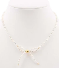 Barse Freshwater Pearl Bow Collar Necklace