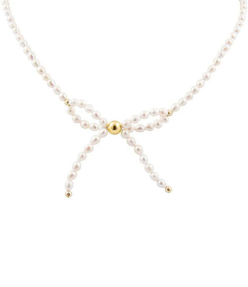 Barse Freshwater Pearl Bow Collar Necklace
