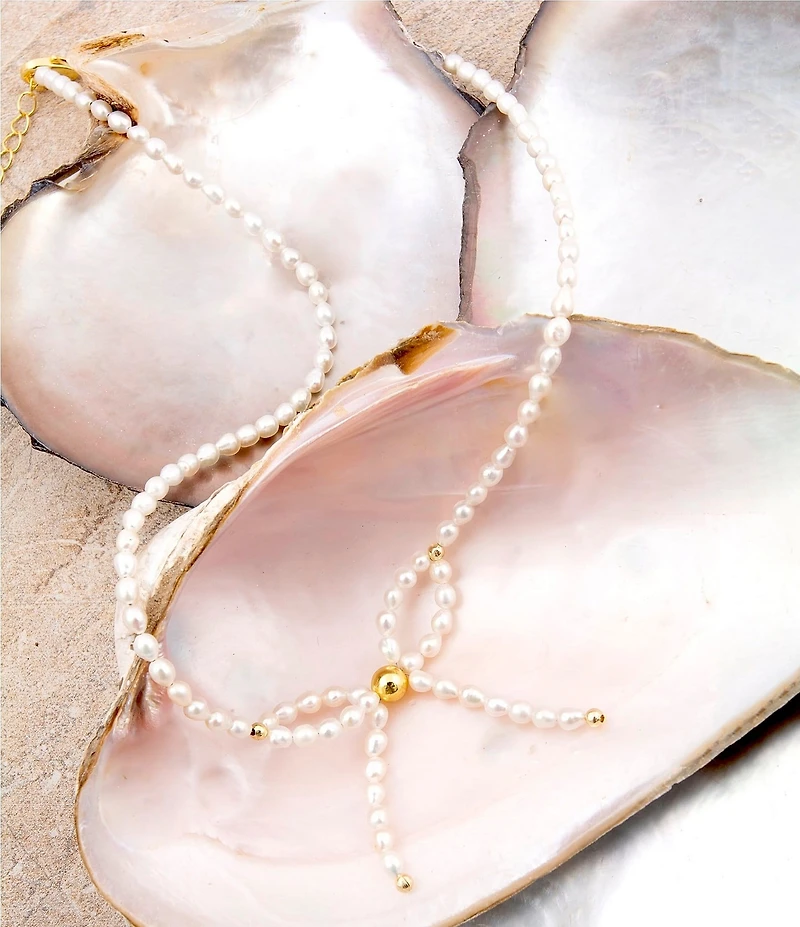 Barse Freshwater Pearl Bow Collar Necklace