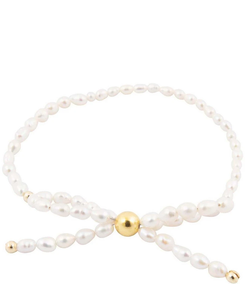 Barse Freshwater Pearl Bow Stretch Bracelet