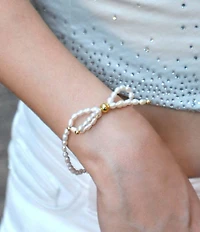 Barse Freshwater Pearl Bow Stretch Bracelet