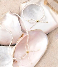 Barse Freshwater Pearl Bow Stretch Bracelet