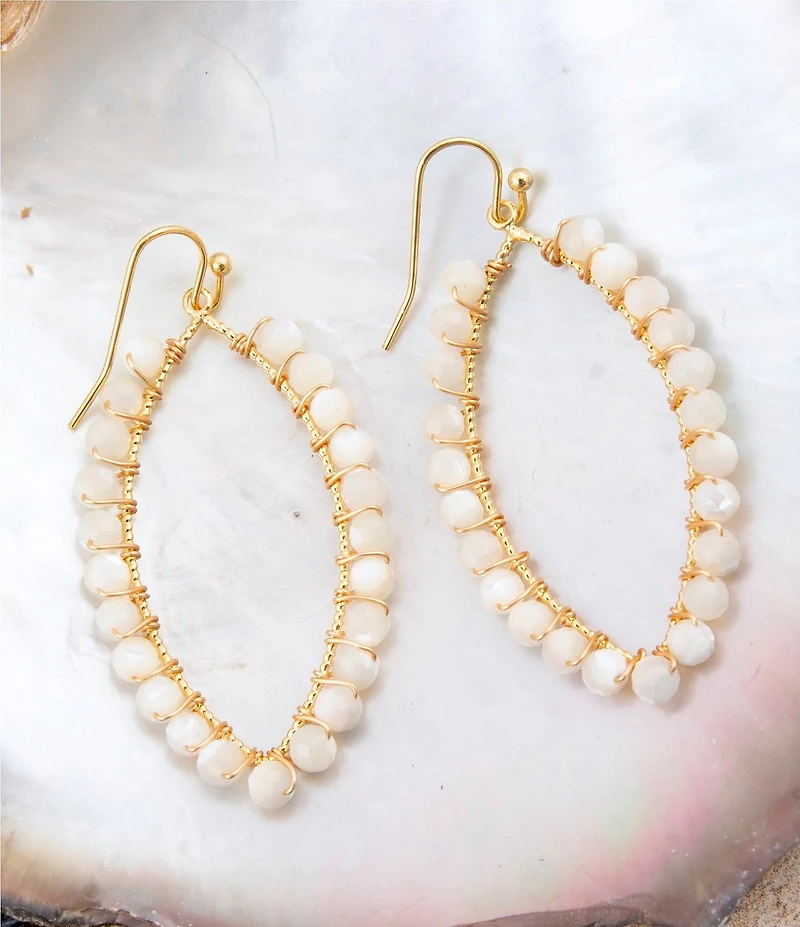 Barse Freshwater Pearl Elliptical Drop Earrings