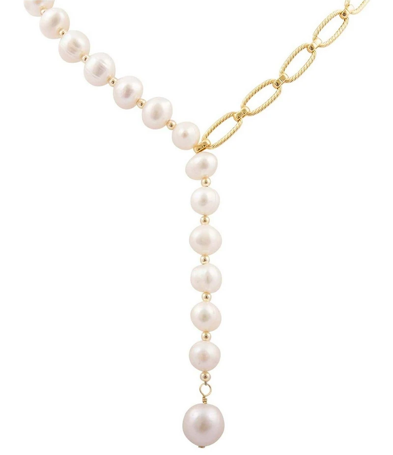 Barse Freshwater Pearl Golden Tide Y Necklace