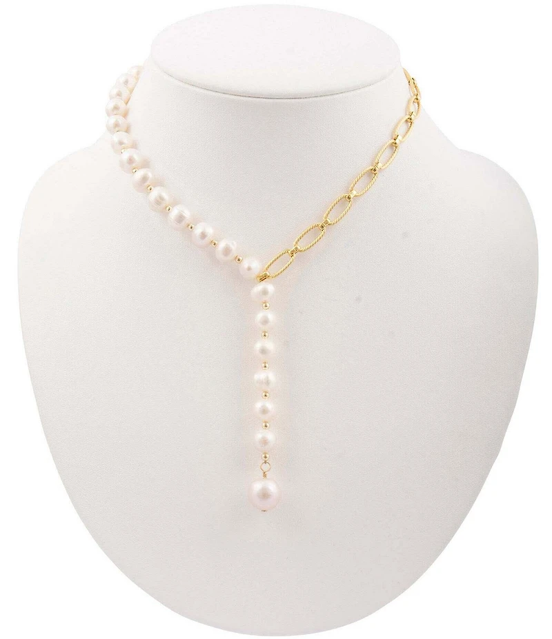 Barse Freshwater Pearl Golden Tide Y Necklace