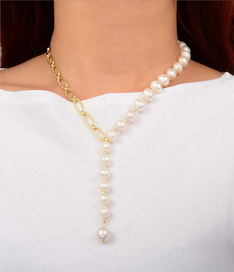 Barse Freshwater Pearl Golden Tide Y Necklace