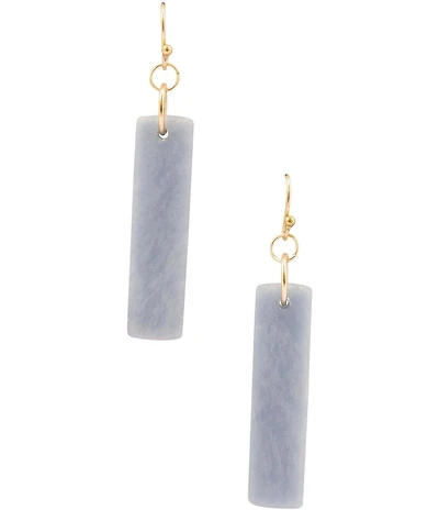 Barse Friendly Denim Genuine Stone Rectangle Linear Earrings