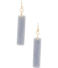 Barse Friendly Denim Genuine Stone Rectangle Linear Earrings