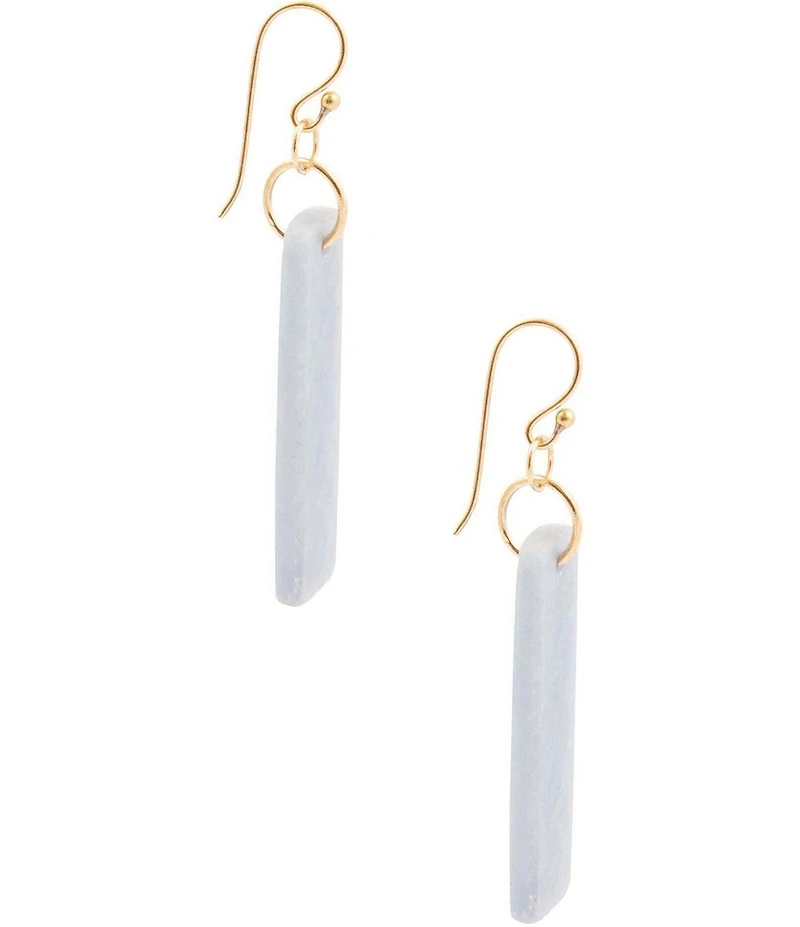 Barse Friendly Denim Genuine Stone Rectangle Linear Earrings