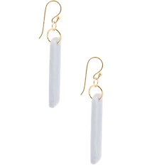 Barse Friendly Denim Genuine Stone Rectangle Linear Earrings